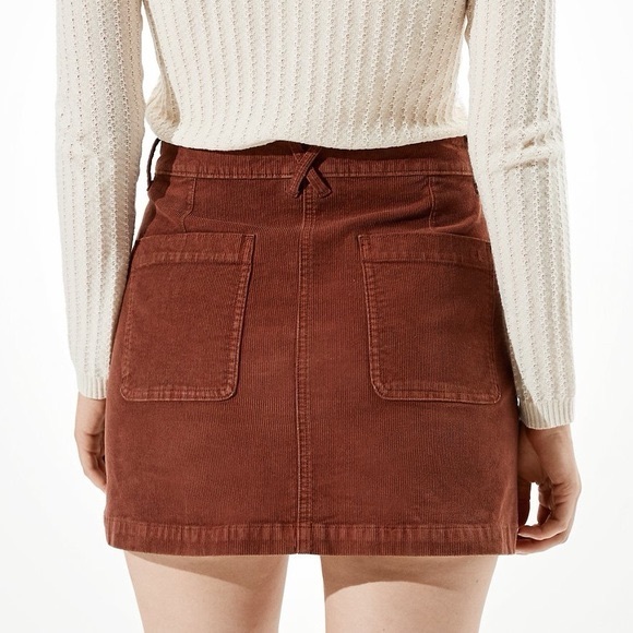 American Eagle High Waisted Corduroy Mini Skirt Rust/Brown Size 00 - Picture 2 of 12